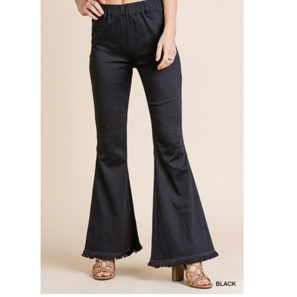 Umgee Pants - Umgee pull on wide flare leg pant black sz small